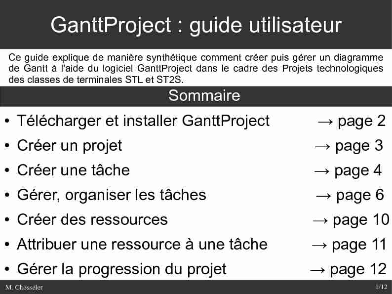 Guide d’utilisation du logiciel Gantt Project