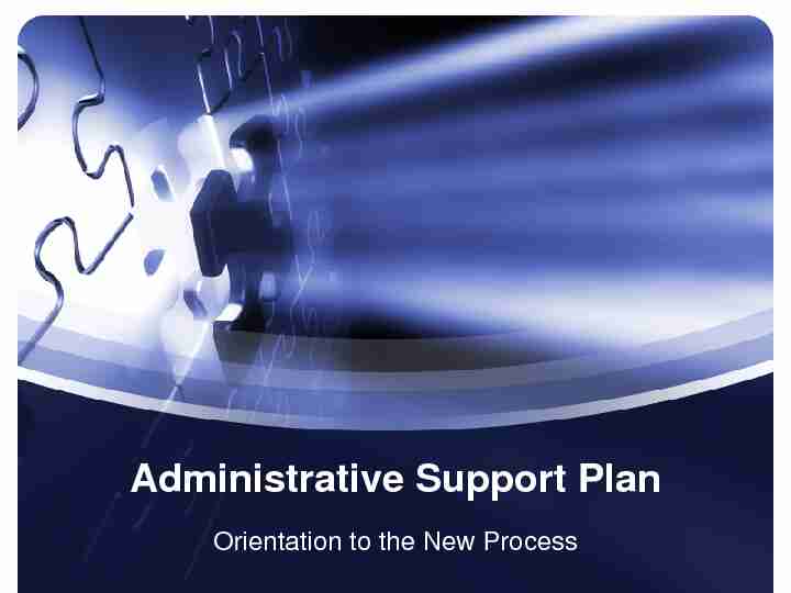Administrative Support Plan Orientation
