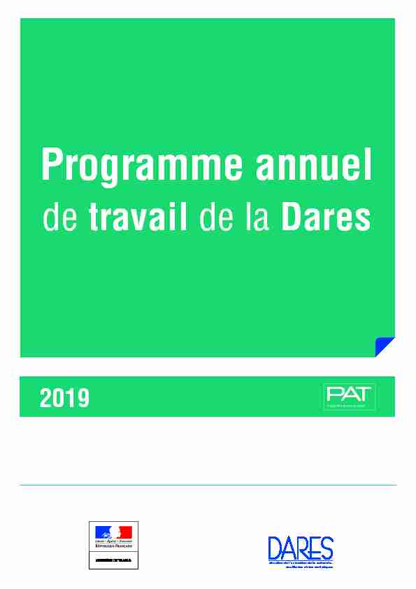 Programme annuel de travail de la Dares de 2019