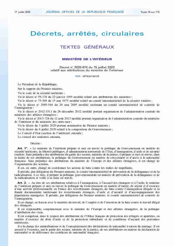 Journal officiel de la République française - N° 174 du 17 juillet 2020