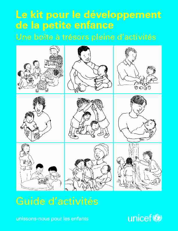 Guide dactivités Le kit pour le développement de la petite enfance