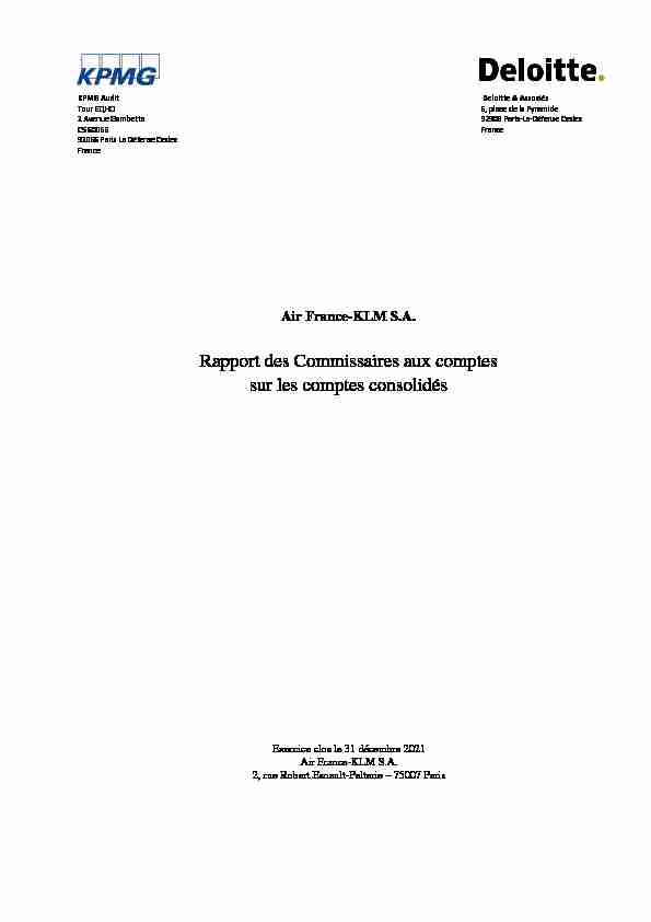 Rapport des Commissaires aux comptes sur les comptes consolidés