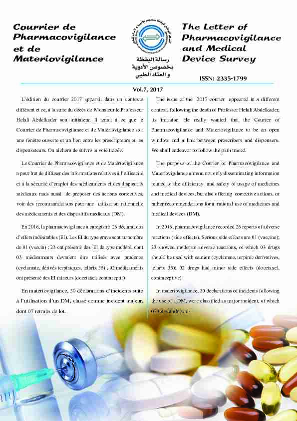 The Letter of Pharmacovigilance and Medical Device Survey