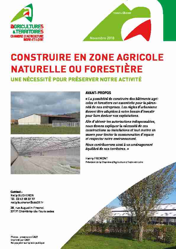 CONSTRUIRE EN ZONE AGRICOLE NATURELLE OU FORESTIÈRE