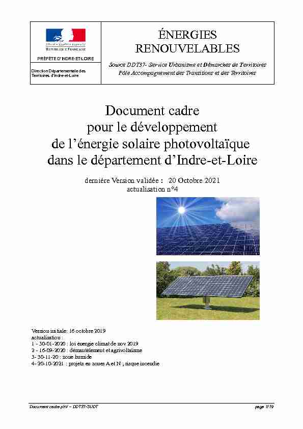Document cadre développement photovoltaïque Indre-et-Loire