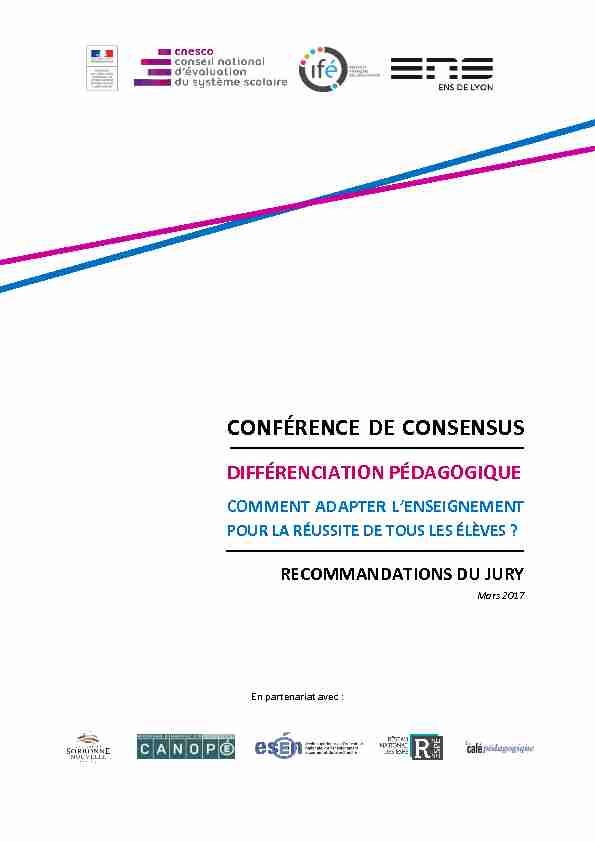 conférence de consensus « Différenciation pédagogique