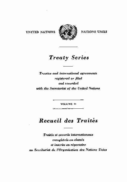 Treaty Series Recueil des Traites