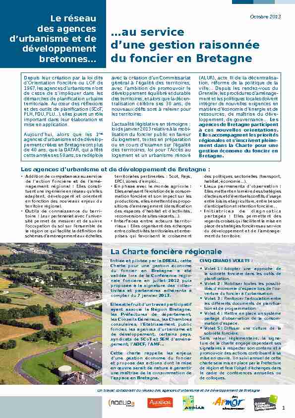 …au service dune gestion raisonnée du foncier en Bretagne