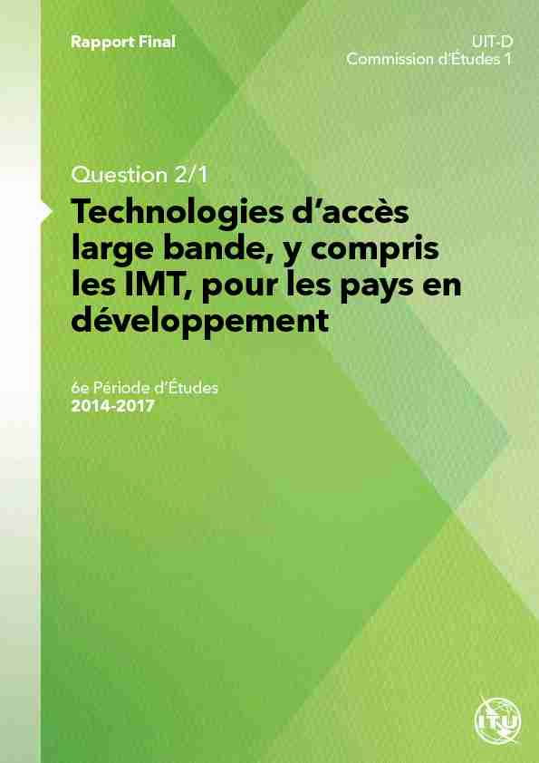 Question 2/1: Technologies daccès large bande y compris les IMT