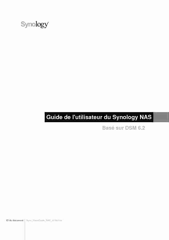 Guide de lutilisateur du Synology NAS Basé sur DSM 6.2
