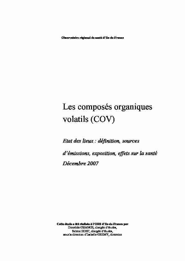 Les composés organiques volatils (COV)