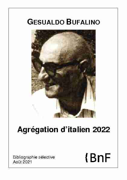 Agrégation ditalien 2021 : Gesualdo Bufalino - Bibliographie