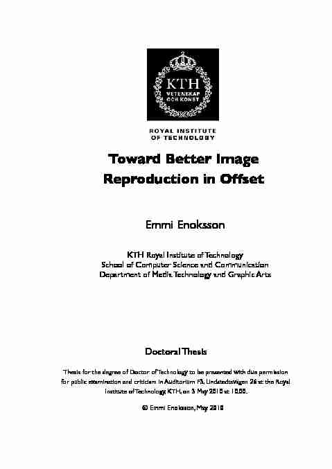 Toward Better Image Reproduction in Offset