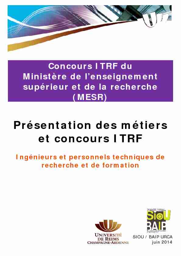 Présentation des métiers et concours ITRF