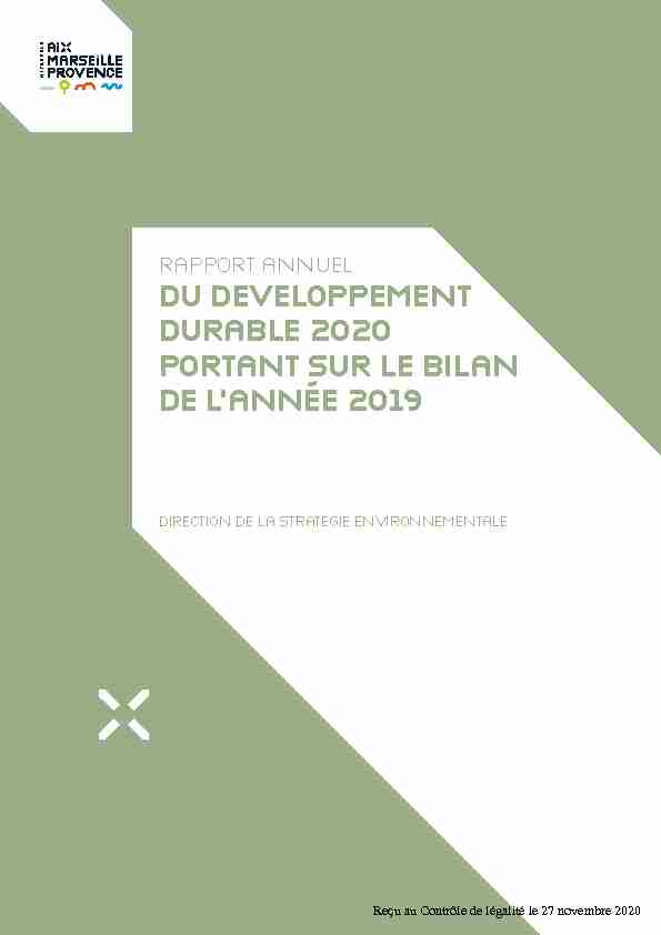 Rapport 2020 sur la situation 2019 de la Métropole Aix-Marseille