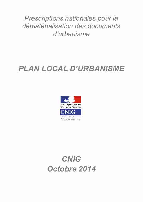 PLAN LOCAL DURBANISME CNIG Octobre 2014