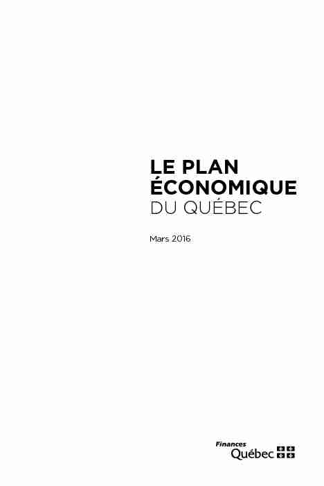 Budget 2016-2017 - Le plan économique du Québec