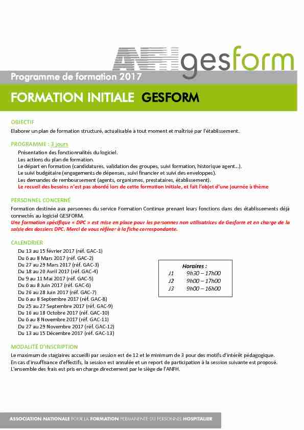 FORMATION INITIALE GESFORM