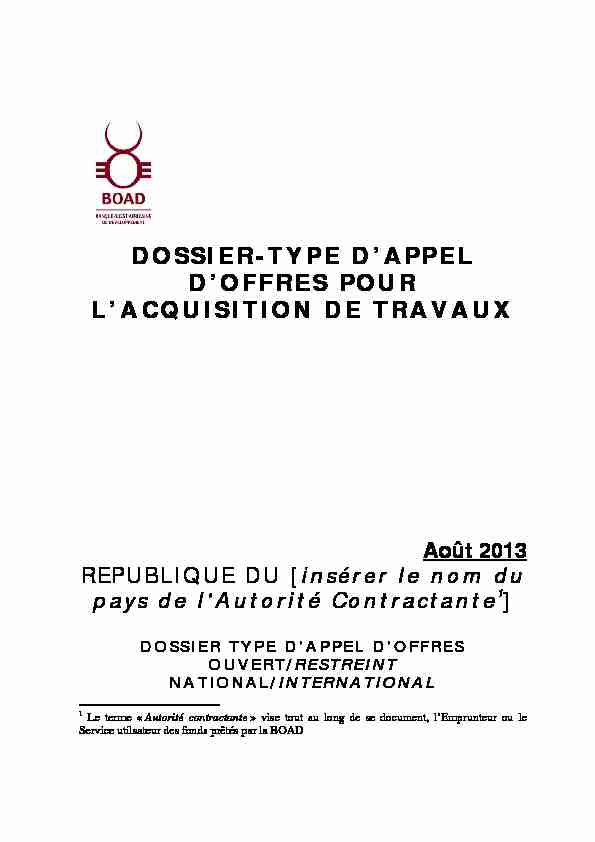 DOSSIER-TYPE DAPPEL DOFFRES POUR LACQUISITION DE