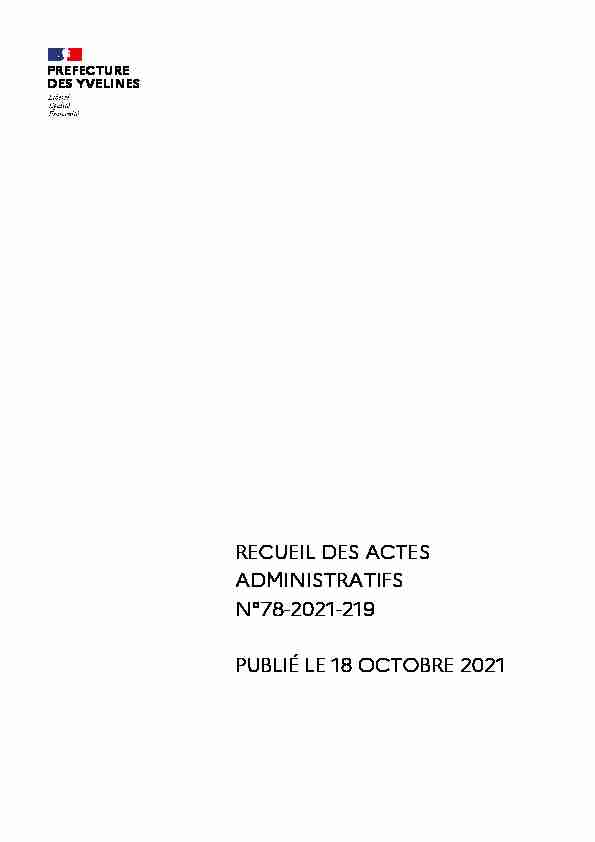 RECUEIL DES ACTES ADMINISTRATIFS N°78-2021-219 PUBLIÉ