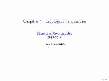 Chapitre 7 : Cryptographie classique