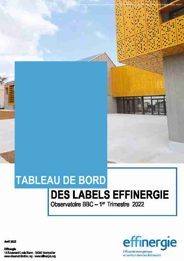 TABLEAU DE BORD DES LABELS EFFINERGIE