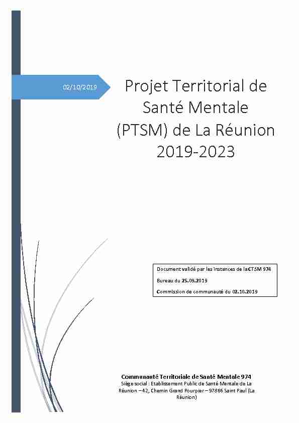 Projet Territorial de Santé Mentale (PTSM) de La Réunion 2019-2023