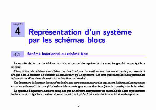 4 Représentation dun système par les schémas blocs