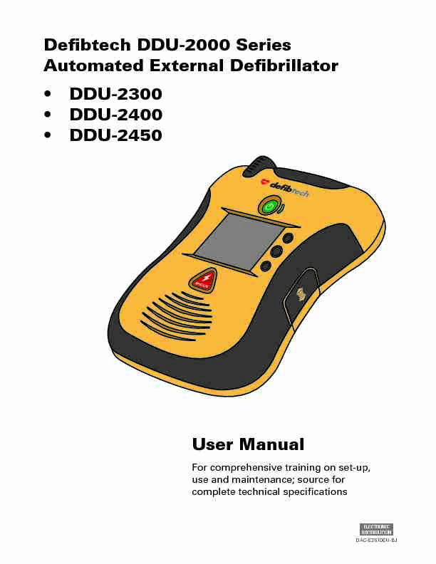 User Manual Defibtech DDU-2000 Series Automated External