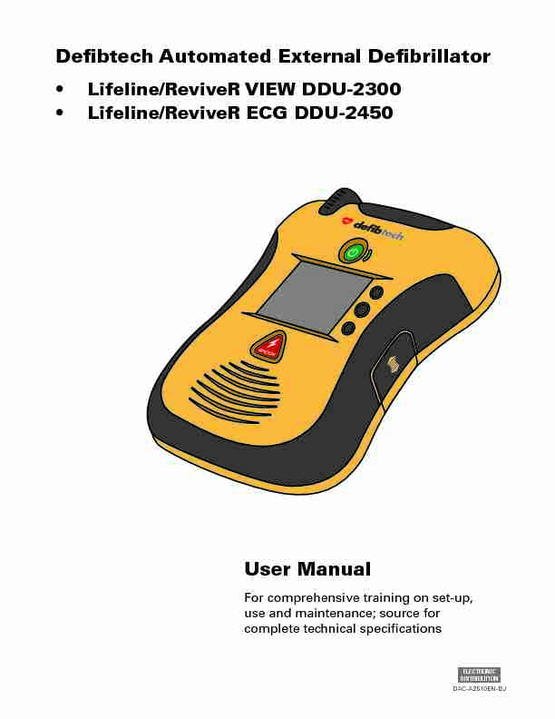 User Manual Defibtech Automated External Defibrillator