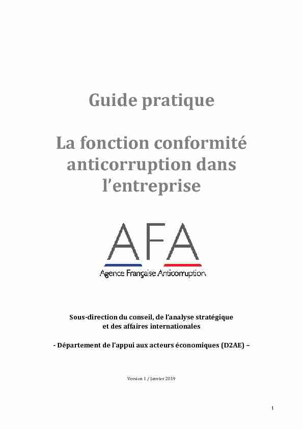 Guide pratique La fonction conformité anticorruption dans lentreprise