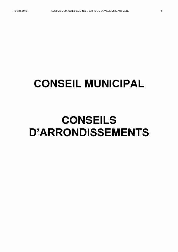 CONSEIL MUNICIPAL CONSEILS DARRONDISSEMENTS
