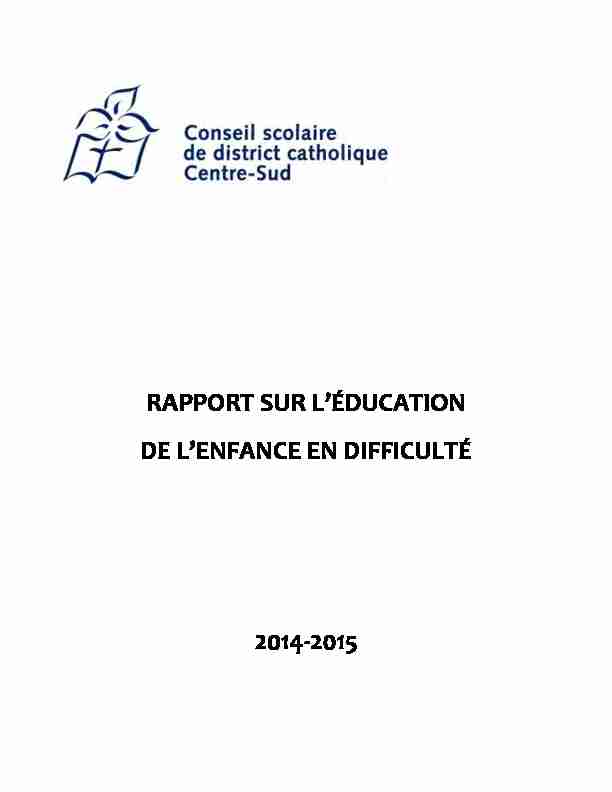 Rapport sur léducation de lenfance en difficulté 2014-2015