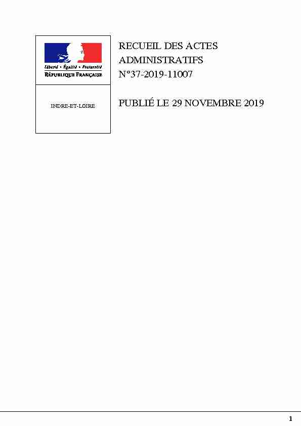 RECUEIL DES ACTES ADMINISTRATIFS N°37-2019-11007