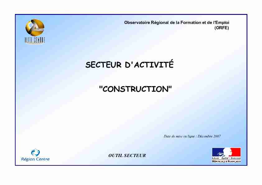 CONSTRUCTION SECTEUR DACTIVITÉ