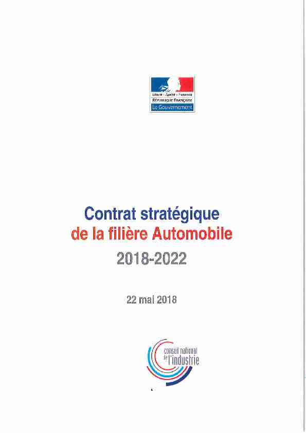 Contrat stratégique de la filière automobile - Mai 2018
