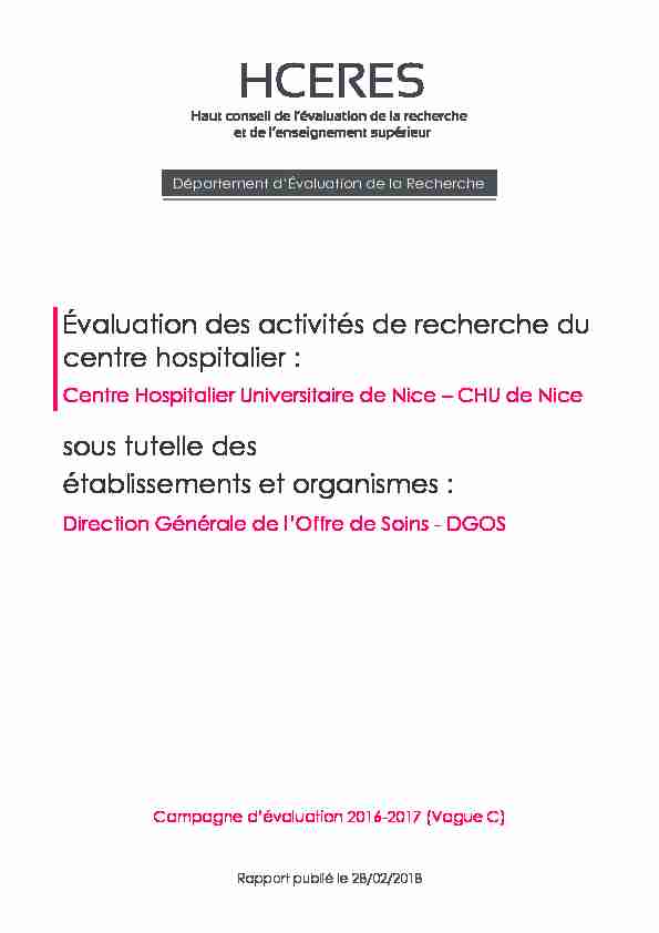 [PDF] Centre Hospitalier Universitaire de Nice – CHU de Nice - Hcéres