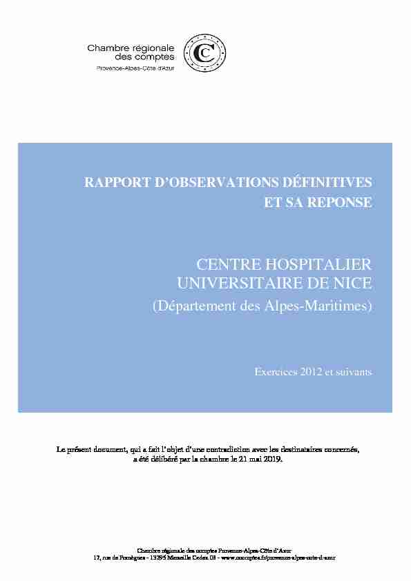 [PDF] CENTRE HOSPITALIER UNIVERSITAIRE DE NICE