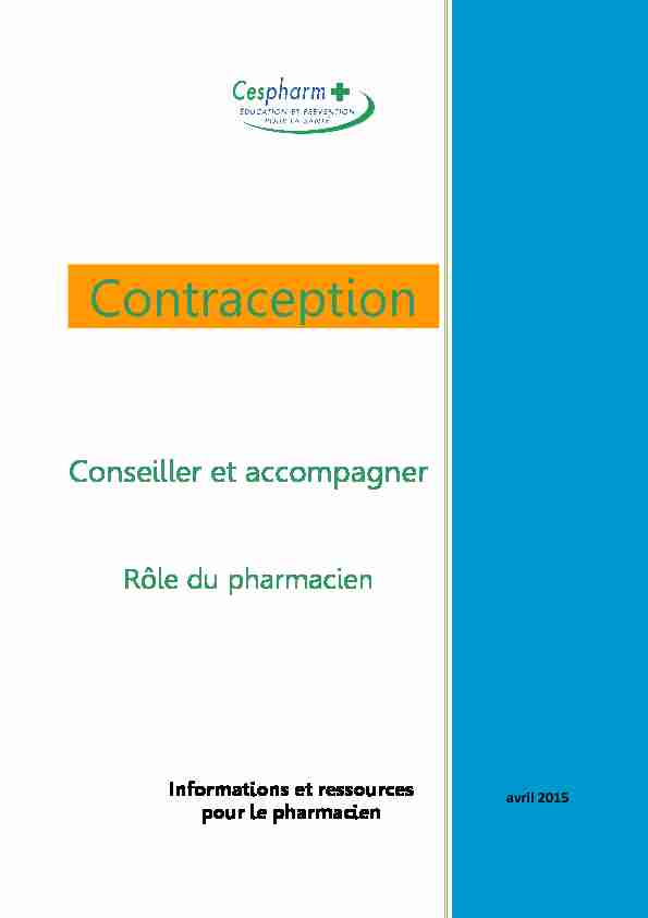 Contraception - conseiller et accompagner - rôle du pharmacien