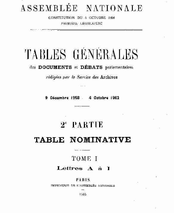 TABLES G-ÉNÉRALES