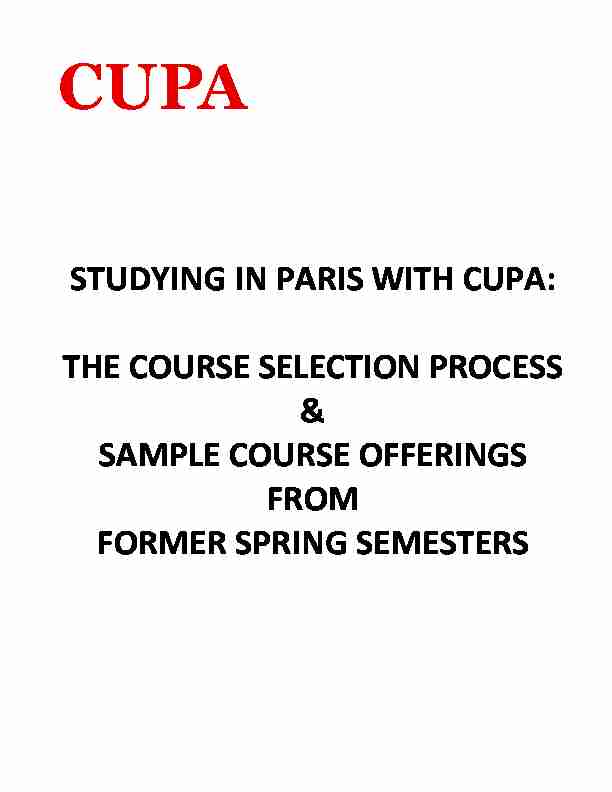 STUDYING IN PARIS WITH CUPA: THE COURSE SELECTION