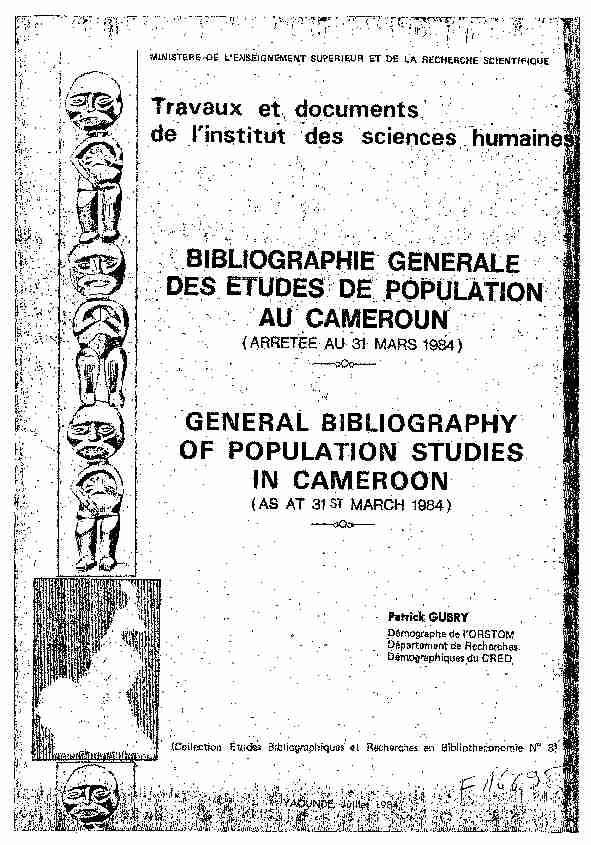 [PDF] Bibliographie générale des études de population au Cameroun
