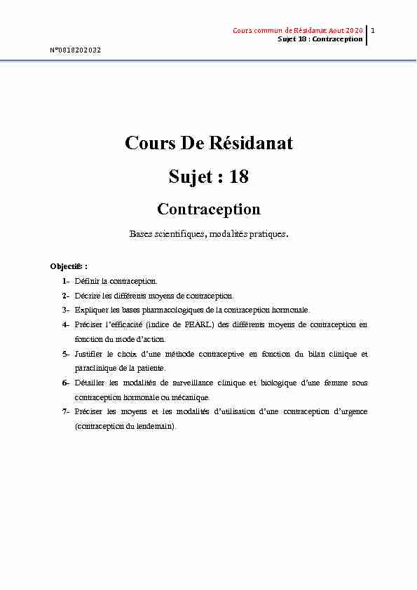 [PDF] Cours De Résidanat Sujet : 18 - Faculté de Médecine de Sfax