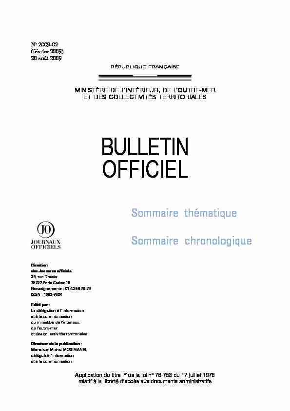 [PDF] bulletIn offIcIel - Ministère de lIntérieur