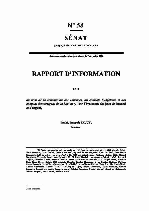 [PDF] RAPPORT DINFORMATION - Sénat