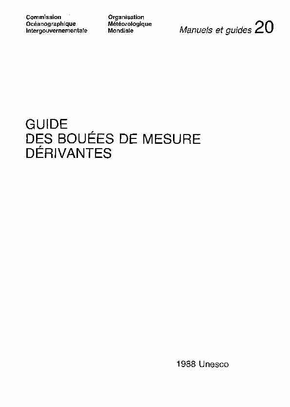 Guide des bouées de mesure dérivantes; IOC. Manuals and guides