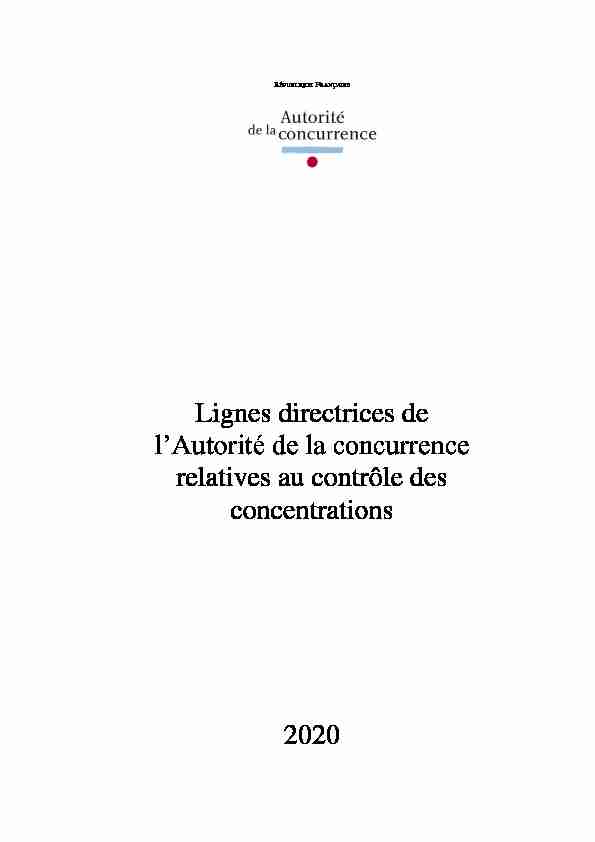Lignes Directrices De Lautorité De La Concurrence Relatives Au Pdf 3743