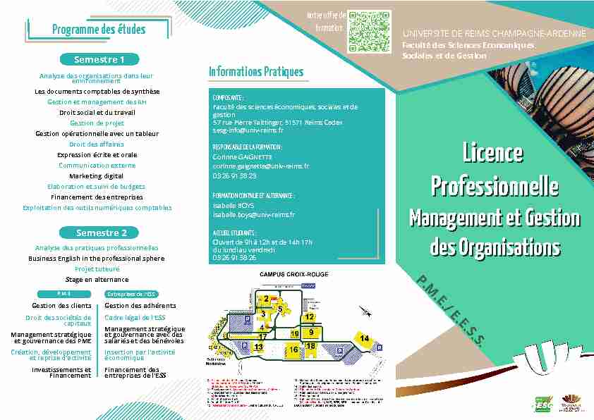 Licence Pro Management et gestion des organisations