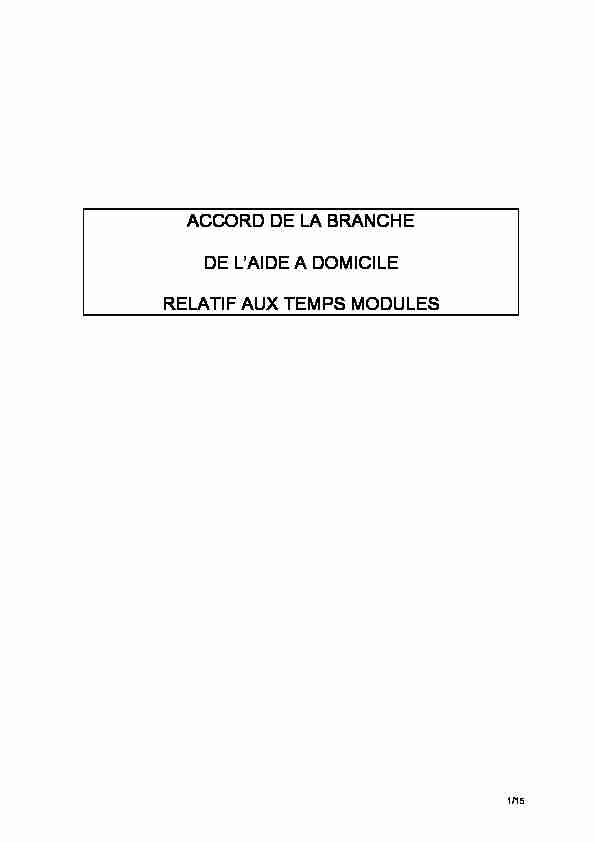 [PDF] ACCORD DE LA BRANCHE DE LAIDE A DOMICILE RELATIF AUX