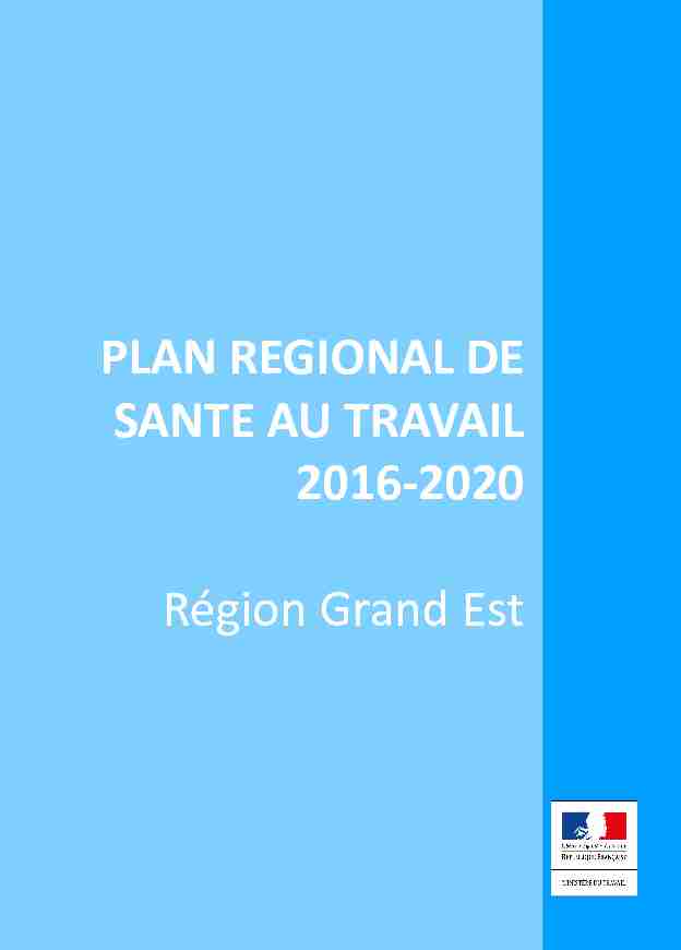 PLAN REGIONAL DE SANTE AU TRAVAIL 2016-2020 Région